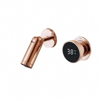 HYGESS Wall Mounted Adjustable Spout Digital  Display Bathroom Sink Mixer