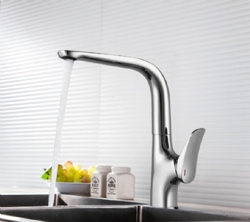 360° Swivel Single-Handle Kitchen Sink Faucet – Cold Water Only, Flexible Gooseneck, Chrome Finish, Deck Mount, Ceramic Disc Valve