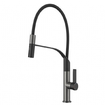 Brass Deck Mounted Single Hole Pull Down Kitchen Sink Mixer