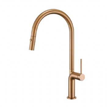 High Quality Modern Rose Gold Brass Pull Down  Kitchen Sink Faucet